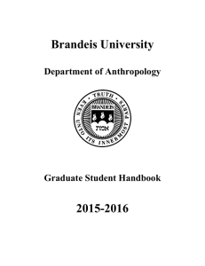Brandeis University 2015-2016 Department of Anthropology