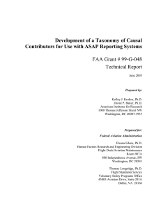 Development of a Taxonomy of Causal FAA Grant # 99-G-048