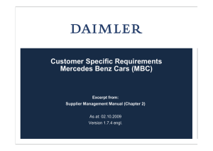 Customer Specific Requirements Mercedes Benz Cars (MBC) Excerpt from: