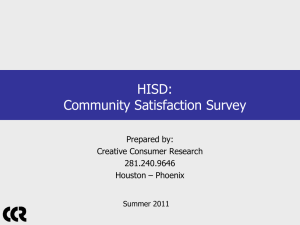 HISD: Community Satisfaction Survey Prepared by: Creative Consumer Research