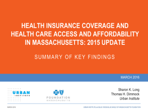 HEALTH INSURANCE COVERAGE AND HEALTH CARE ACCESS AND AFFORDABILITY