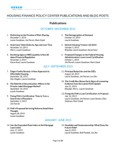 HOUSING FINANCE POLICY CENTER PUBLICATIONS AND BLOG POSTS Publications OCTOBER–DECEMBER 2015