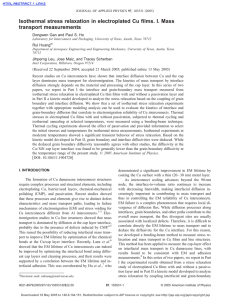 Isothermal stress relaxation in electroplated Cu films. I. Mass transport measurements