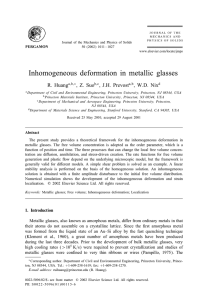 Inhomogeneous deformation in metallic glasses R. Huang , Z. Suo , J.H. Prevost