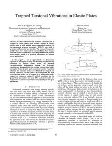 Trapped Torsional Vibrations in Elastic Plates Min K. Kang Terence Knowles