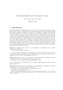 Commensurability and the character variety 1 Introduction D. D. Long