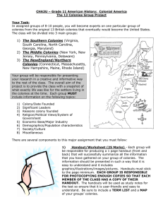 CHA3U – Grade 11 American History:  Colonial America Your Task: