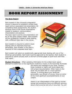 BOOK REPORT ASSIGNMENT