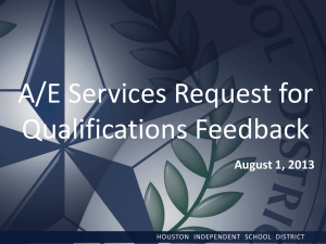 A/E Services Request for Qualifications Feedback August 1, 2013