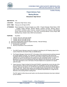 Project Advisory Team Meeting Minutes  CONSTRUCTION AND FACILITY SERVICES (CFS)