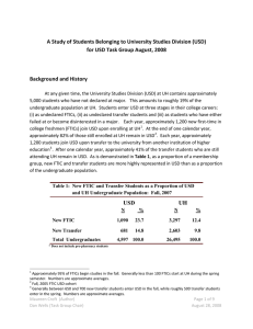   A Study of Students Belonging to University Studies Division (USD)   for USD Task Group August, 2008 