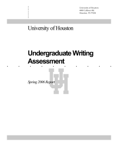 Undergraduate Writing Assessment  University of Houston