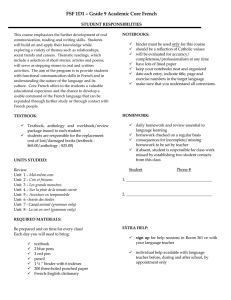 FSF 1D1 – Grade 9 Academic Core French  STUDENT RESPONSIBILITIES NOTEBOOKS: