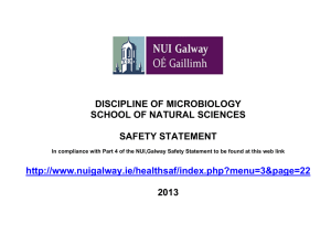 DISCIPLINE OF MICROBIOLOGY SCHOOL OF NATURAL SCIENCES SAFETY STATEMENT