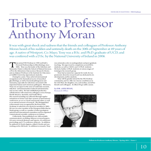 Tribute to Professor Anthony Moran