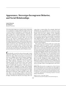 Appearance, Stereotype-Incongruent Behavior, and Social Relationships