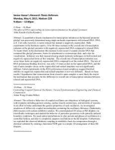 Senior Honor’s Research Thesis Defenses Monday, May 4, 2015, Abelson 229