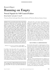 Running on Empty Neural Signals for Self-Control Failure Research Report