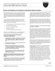 Policies and Guidelines for Participation in Educational Research Studies