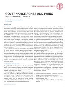 Governance aches and Pains  iS bad governanCe ChroniC? Stanford CloSer looK SerieS