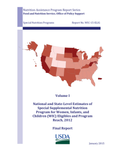 Volume I  National and State-Level Estimates of Special Supplemental Nutrition