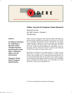 Videre: Journal of Computer Vision Research Article 3 Quarterly Journal