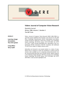 Videre: Journal of Computer Vision Research Article 4 Quarterly Journal