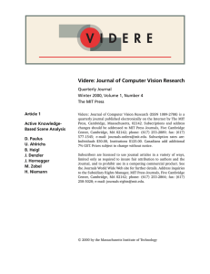 Videre: Journal of Computer Vision Research Article 1 Quarterly Journal