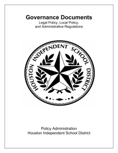 Governance Documents Policy Administration Houston Independent School District