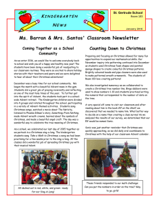 Ms. Barran &amp; Mrs. Santos' Classroom Newsletter K Counting Down to Christmas