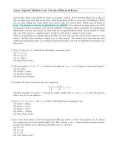 Linear Algebra/Multivariable Calculus Placement Exam
