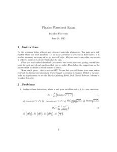Physics Placement Exam 1 Instructions Brandeis University