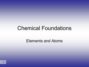 Chemical Foundations Elements and Atoms