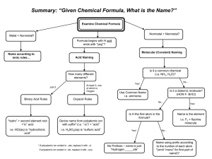 Summary: “Given Chemical Formula, What is the Name?”