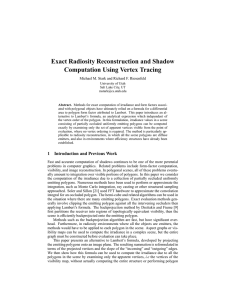 Exact Radiosity Reconstruction and Shadow Computation Using Vertex Tracing