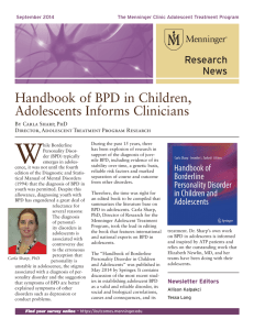 W Handbook of BPD in Children, Adolescents Informs Clinicians Research