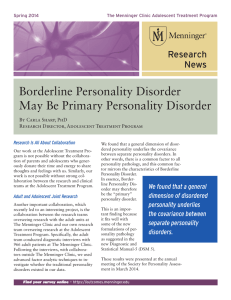 Borderline Personality Disorder May Be Primary Personality Disorder Research News
