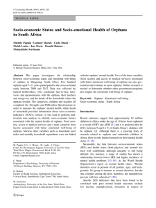 Socio-economic Status and Socio-emotional Health of Orphans in South Africa