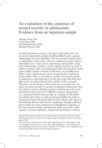 An evaluation of the construct of earned security in adolescents: