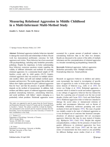 Measuring Relational Aggression in Middle Childhood in a Multi-Informant Multi-Method Study