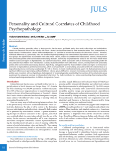JULS Personality and Cultural Correlates of Childhood Psychopathology