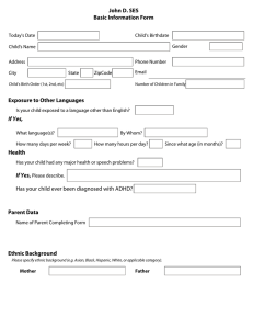John D. SES Basic Information Form Exposure to Other Languages