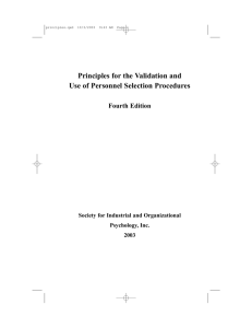 Principles for the Validation and Use of Personnel Selection Procedures Fourth Edition