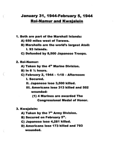 .January 31, 1944-February 5, 1944 Roi-Namur and Kwajalein