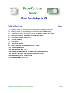 PaperCut User Guide Miami Dade College (MDC)