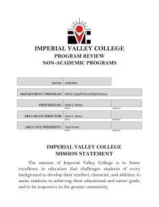 IMPERIAL VALLEY COLLEGE PROGRAM REVIEW NON-ACADEMIC PROGRAMS