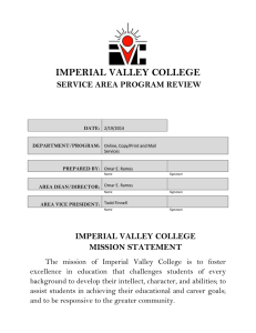 IMPERIAL VALLEY COLLEGE SERVICE AREA PROGRAM REVIEW MISSION STATEMENT