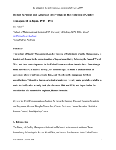 Homer Sarasohn and American involvement in t he evolution of... Management in Japan, 1945 – 1950