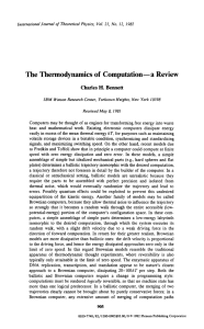 The Thermodynamics  of Computation--a Review Charles  H.  Bennett