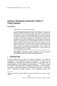 Quantum  Mechanical  Hamiltonian Models  of Turing  Machines